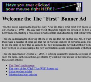 Die erste Bannerwerbung sah in etwa so aus - Marketing Timeline